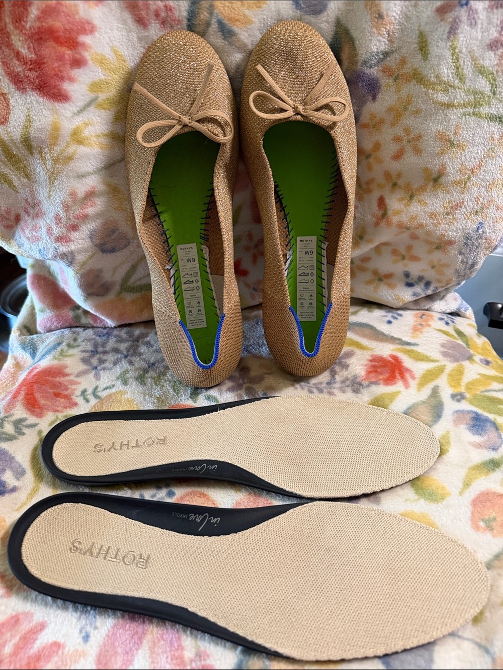 Rothy's Brown Ballet Flats with Gold Accent
